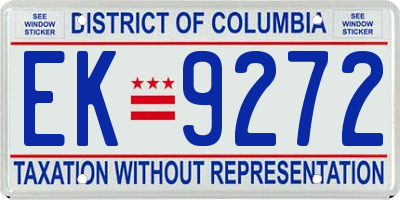 DC license plate EK9272