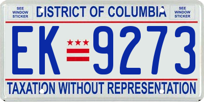 DC license plate EK9273