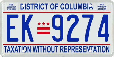 DC license plate EK9274