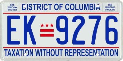 DC license plate EK9276