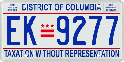 DC license plate EK9277