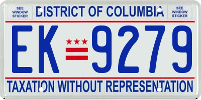 DC license plate EK9279