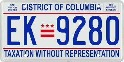 DC license plate EK9280