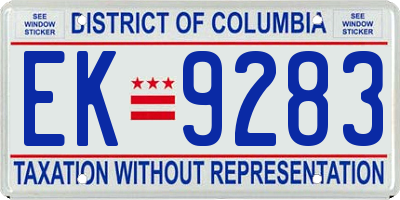 DC license plate EK9283