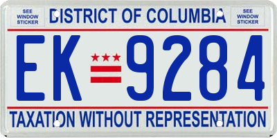 DC license plate EK9284