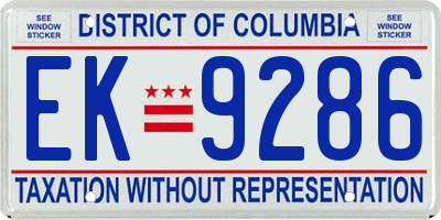 DC license plate EK9286