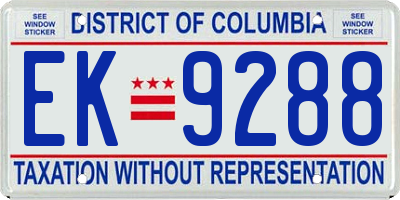 DC license plate EK9288