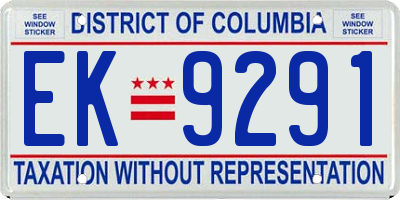 DC license plate EK9291