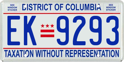 DC license plate EK9293