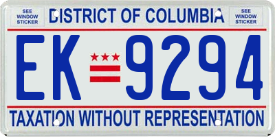 DC license plate EK9294