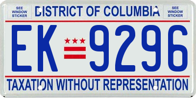 DC license plate EK9296