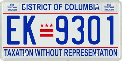 DC license plate EK9301