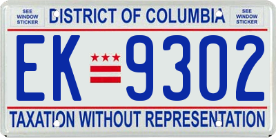 DC license plate EK9302