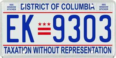 DC license plate EK9303