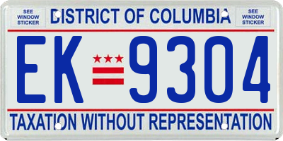 DC license plate EK9304