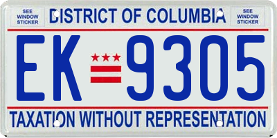 DC license plate EK9305