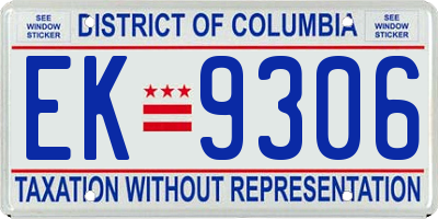 DC license plate EK9306