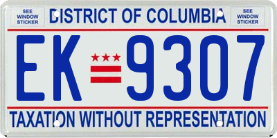 DC license plate EK9307