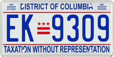 DC license plate EK9309