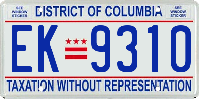 DC license plate EK9310
