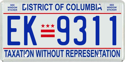 DC license plate EK9311