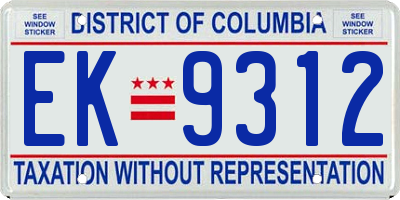 DC license plate EK9312