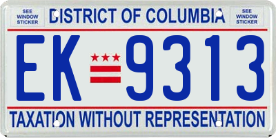 DC license plate EK9313