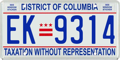 DC license plate EK9314