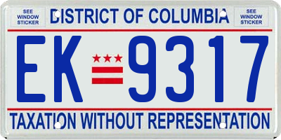 DC license plate EK9317
