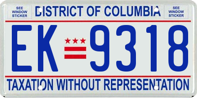 DC license plate EK9318