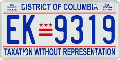 DC license plate EK9319