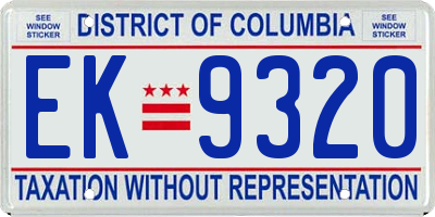 DC license plate EK9320