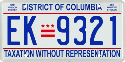 DC license plate EK9321