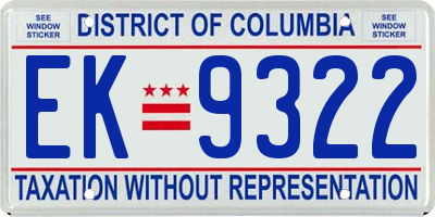 DC license plate EK9322