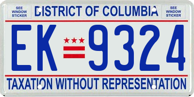 DC license plate EK9324