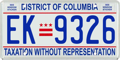 DC license plate EK9326