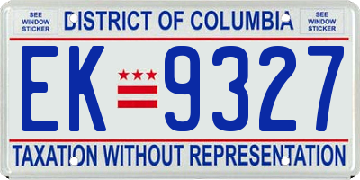 DC license plate EK9327