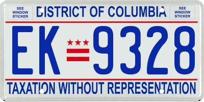 DC license plate EK9328