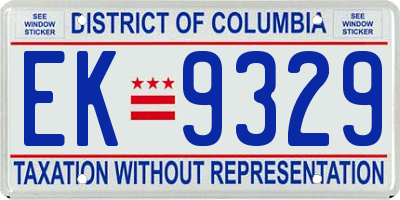 DC license plate EK9329