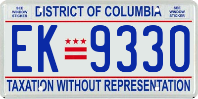 DC license plate EK9330