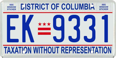 DC license plate EK9331