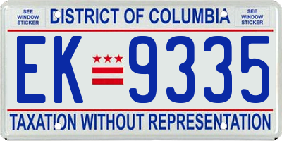 DC license plate EK9335