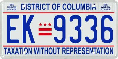 DC license plate EK9336
