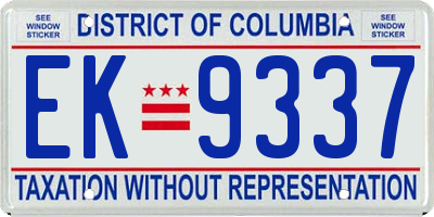 DC license plate EK9337