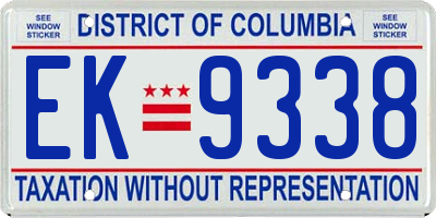 DC license plate EK9338