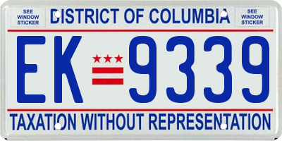 DC license plate EK9339