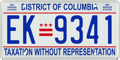 DC license plate EK9341
