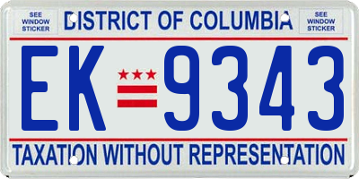 DC license plate EK9343