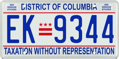 DC license plate EK9344