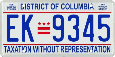 DC license plate EK9345